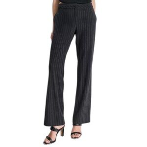 DKNY Women's Pinstriped Sullivan St. Slash Pocket Fit Flare Pant Studded Size 10